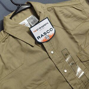 Rasco FR Snap Shirt Men's XL Khaki Tan Flame Resistant Lightweight Work Shirt